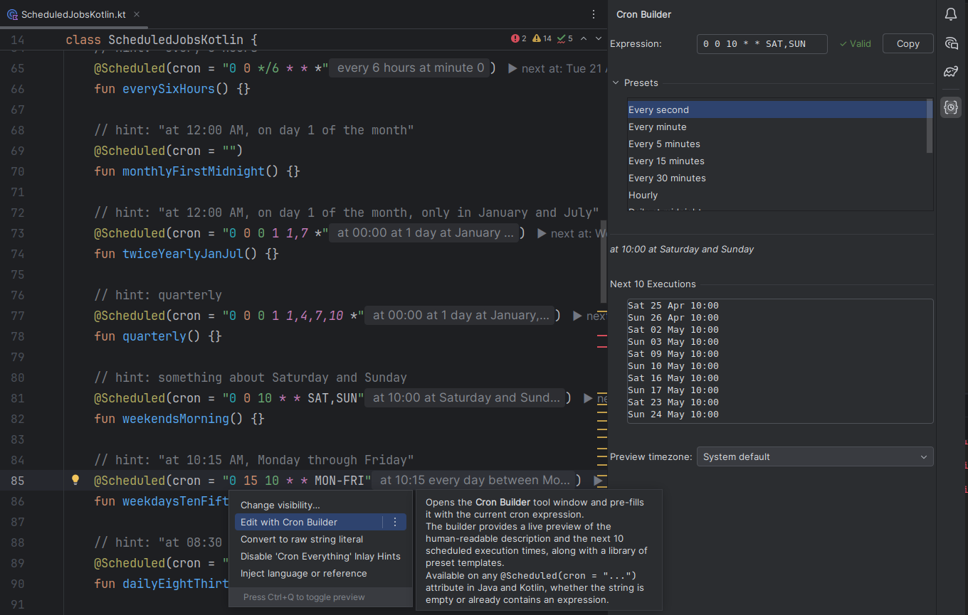 Cron Everything plugin cron builder